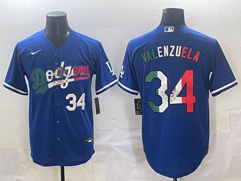 Men 2025 Los Angeles Dodgers #34 Valenzuela Blue Nike MLB Jersey style 7153